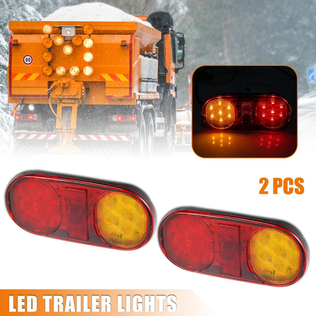 2 Pack LED Trailer Lights 12V-36V Stop Turn Brake for Red Amber
