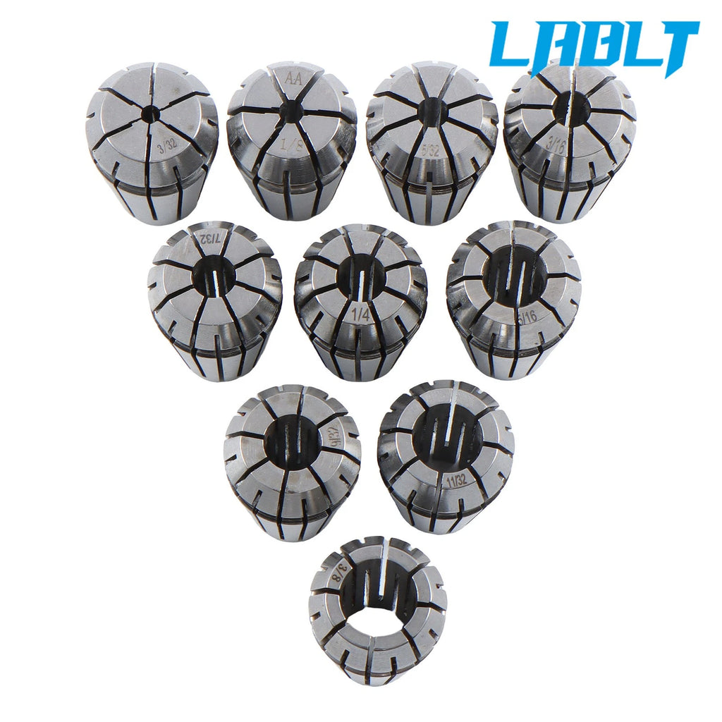 Set of 10 Precision ER16 Collets for (0.093–0.375")
