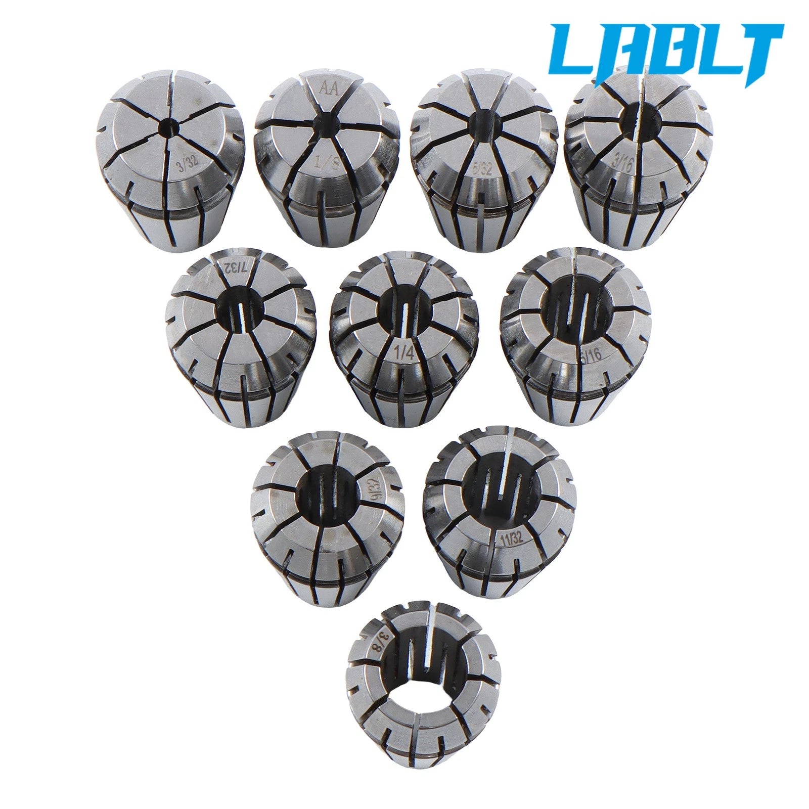 Set of 10 Precision ER16 Collets for (0.093–0.375")