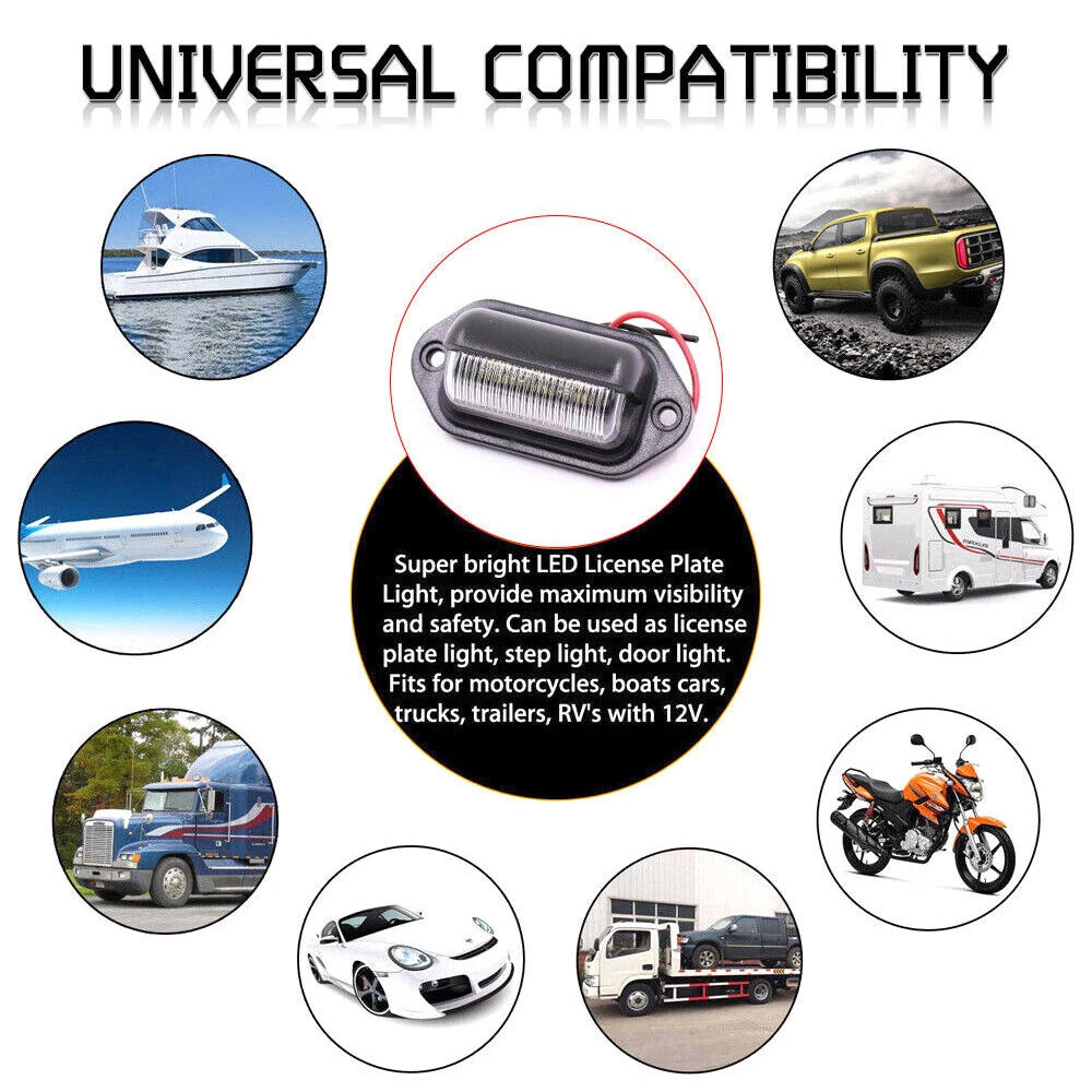 10Pc LED License Plate Light Bulb for Universal Cars Trucks SUVs