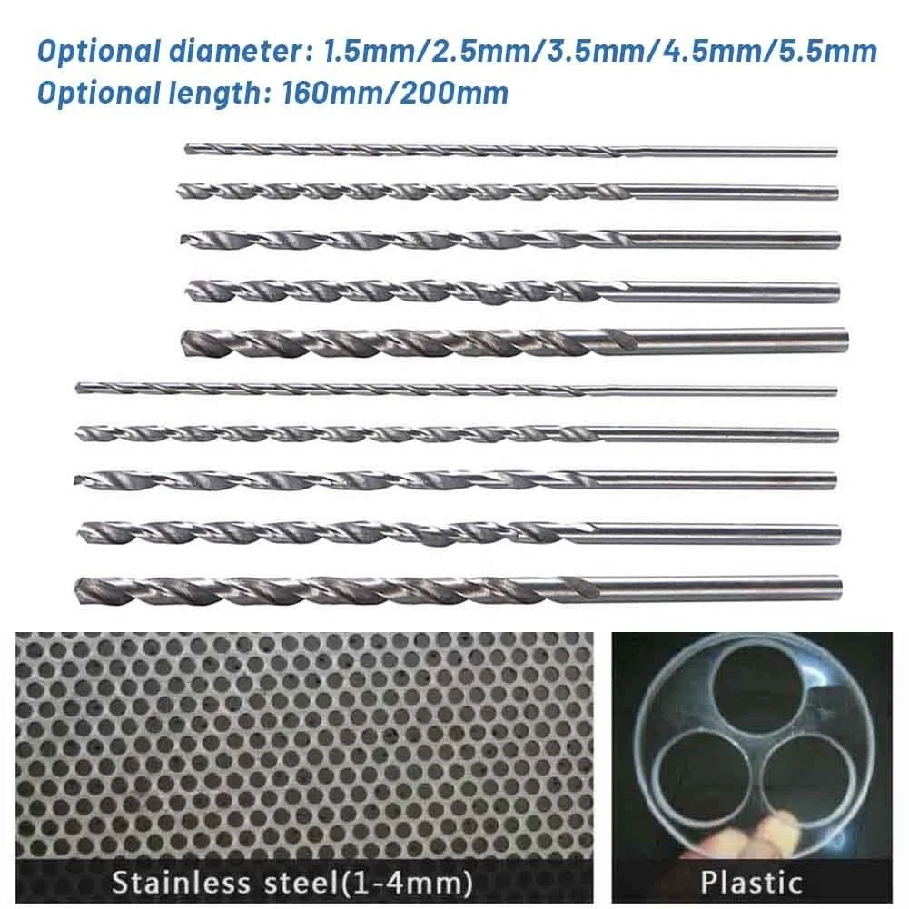 Extra Long Straight Shank HSS Drill Bit 1.5-5.5mm (160-200mm)