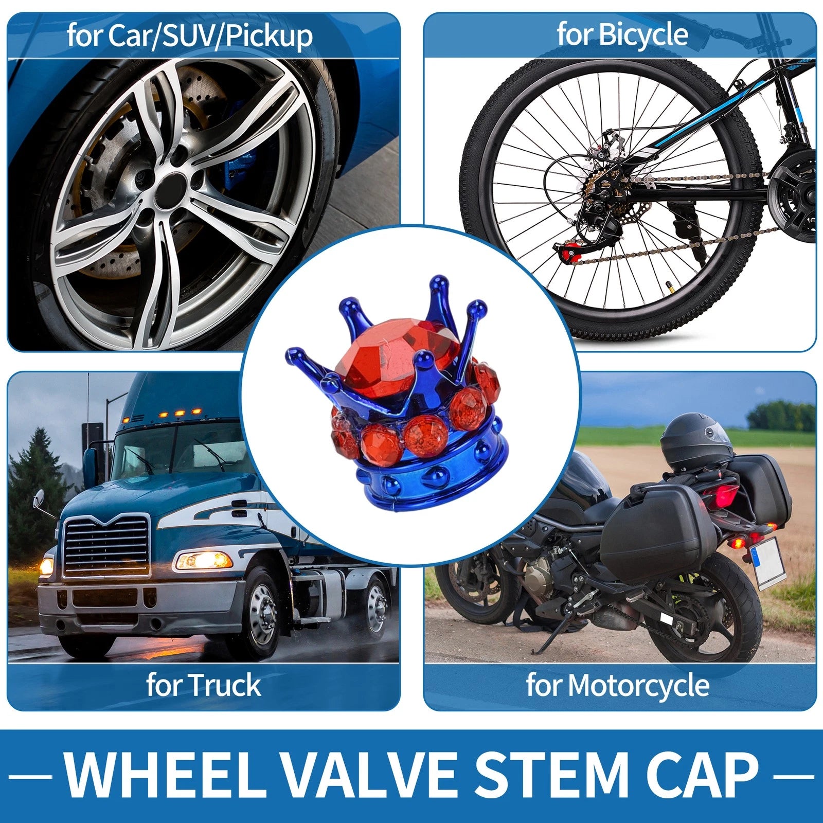 Tire Valve Stem Caps Replacement for Car SUV Bike RV 4 Pack
