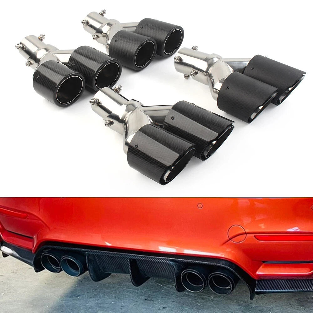 Universal Y Shape Double Exit Exhaust Pipe Muffler Tip 101mm Outlet