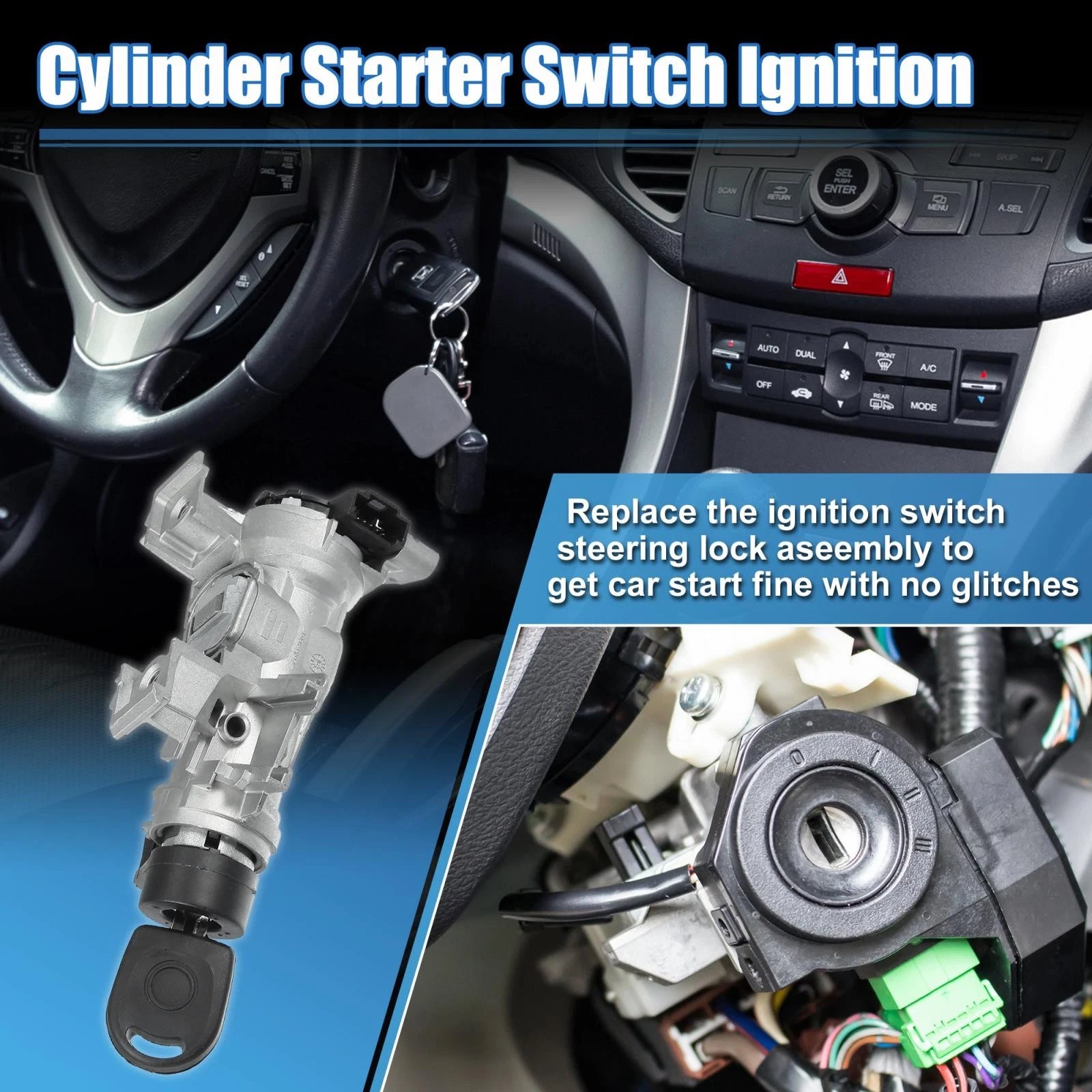 Ignition Switch with Steering Lock Cylinder and Key for VW Audi (2009–2016)