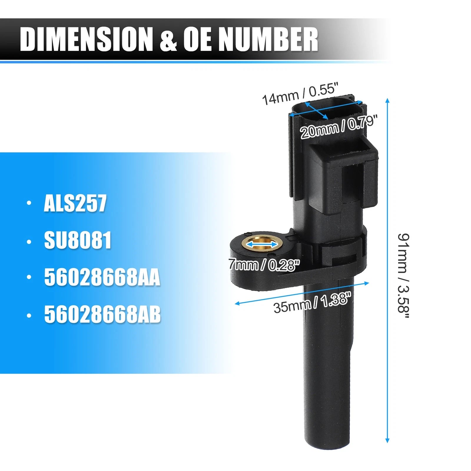 ABS Wheel Speed Sensor for Ram 1500 (ALS257, Rear Left/Right)