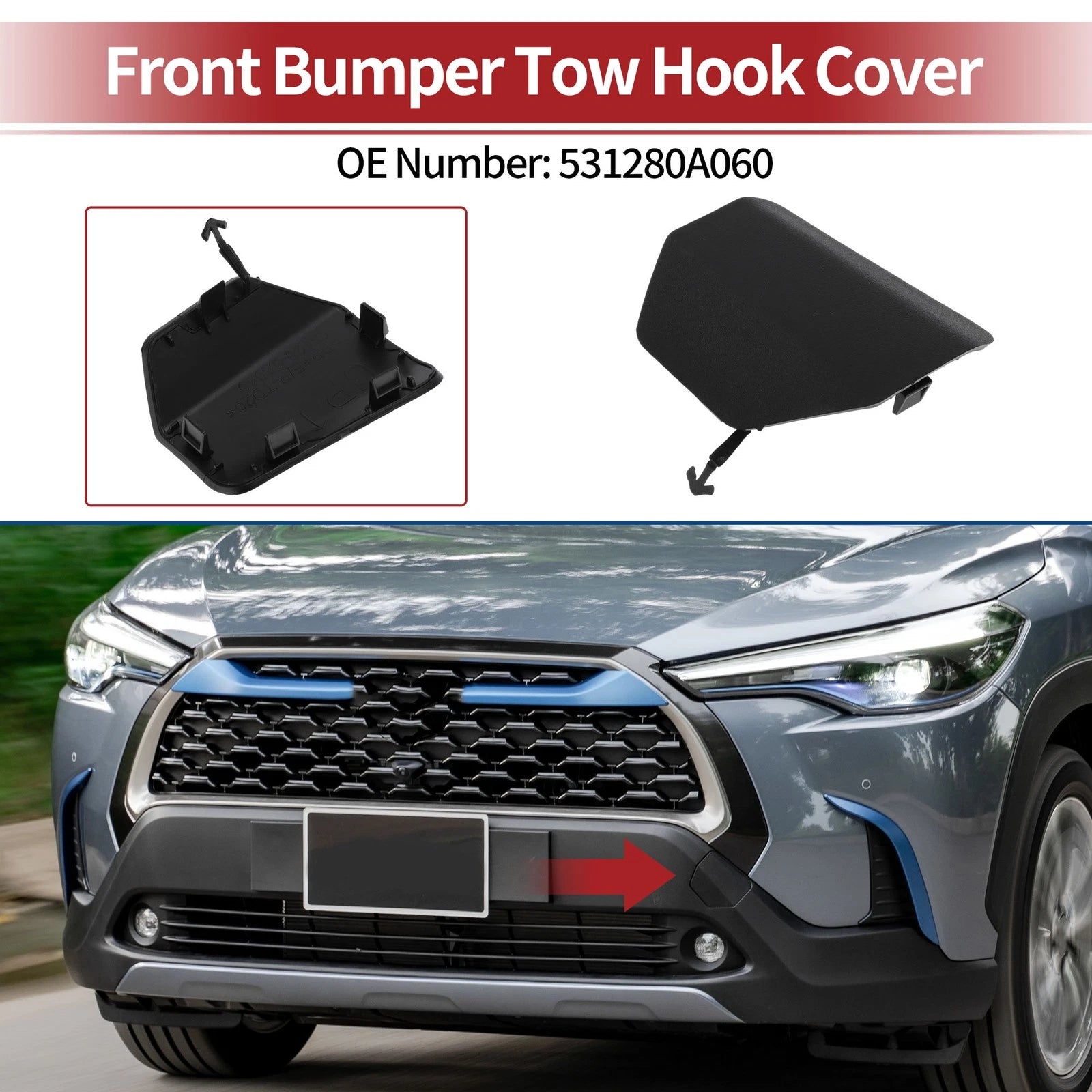 Front Tow Hook Cover Cap Replacement for Toyota Corolla Cross (2022–2025)