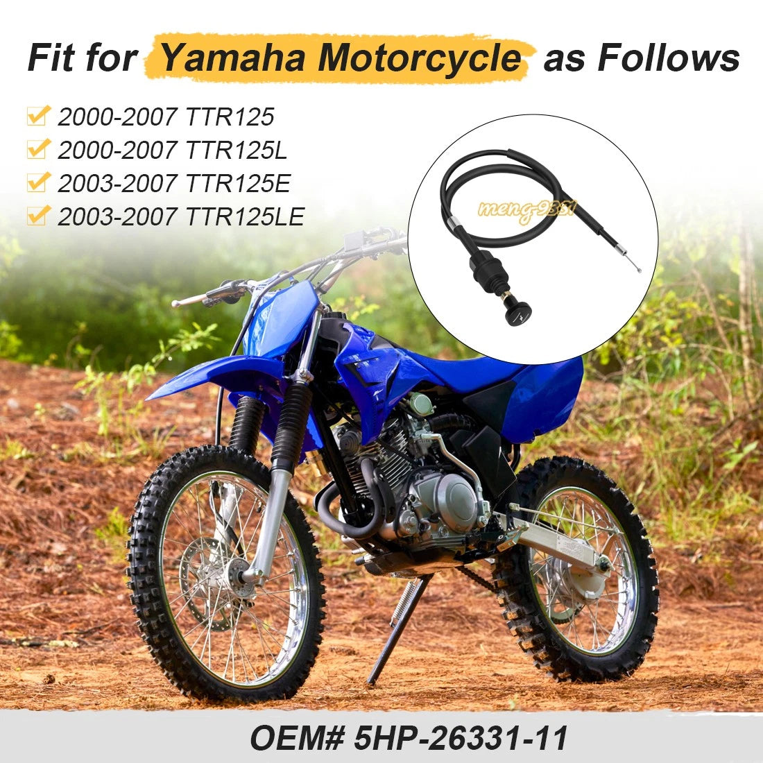 Starter Choke Cable 5HP-26331-11 for Yamaha TTR125 (2000–2023)