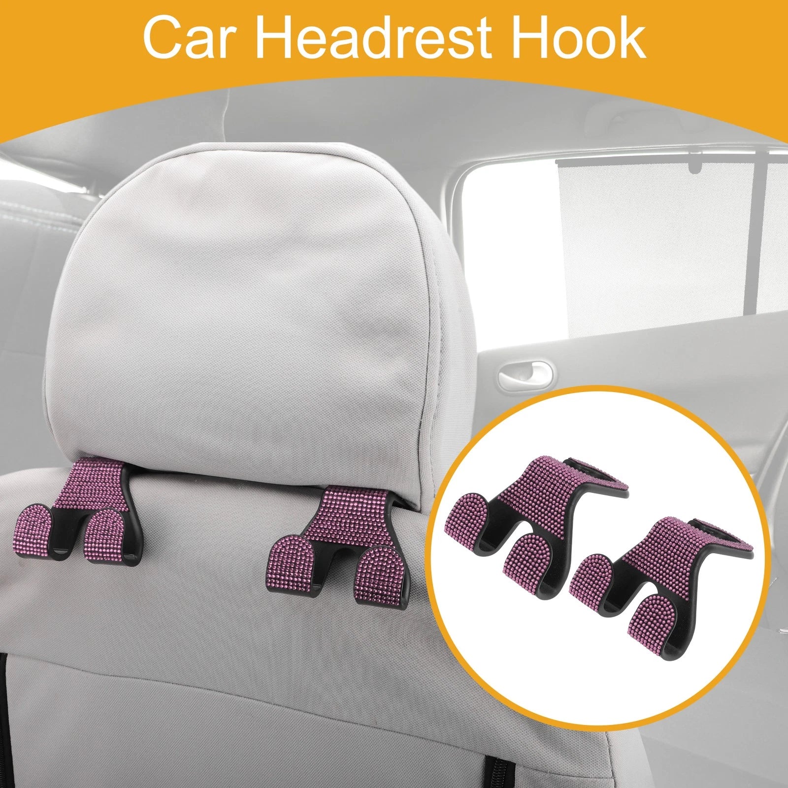 2 Pcs Universal Car Seat Headrest Hook for Hanging Purses (Pink)