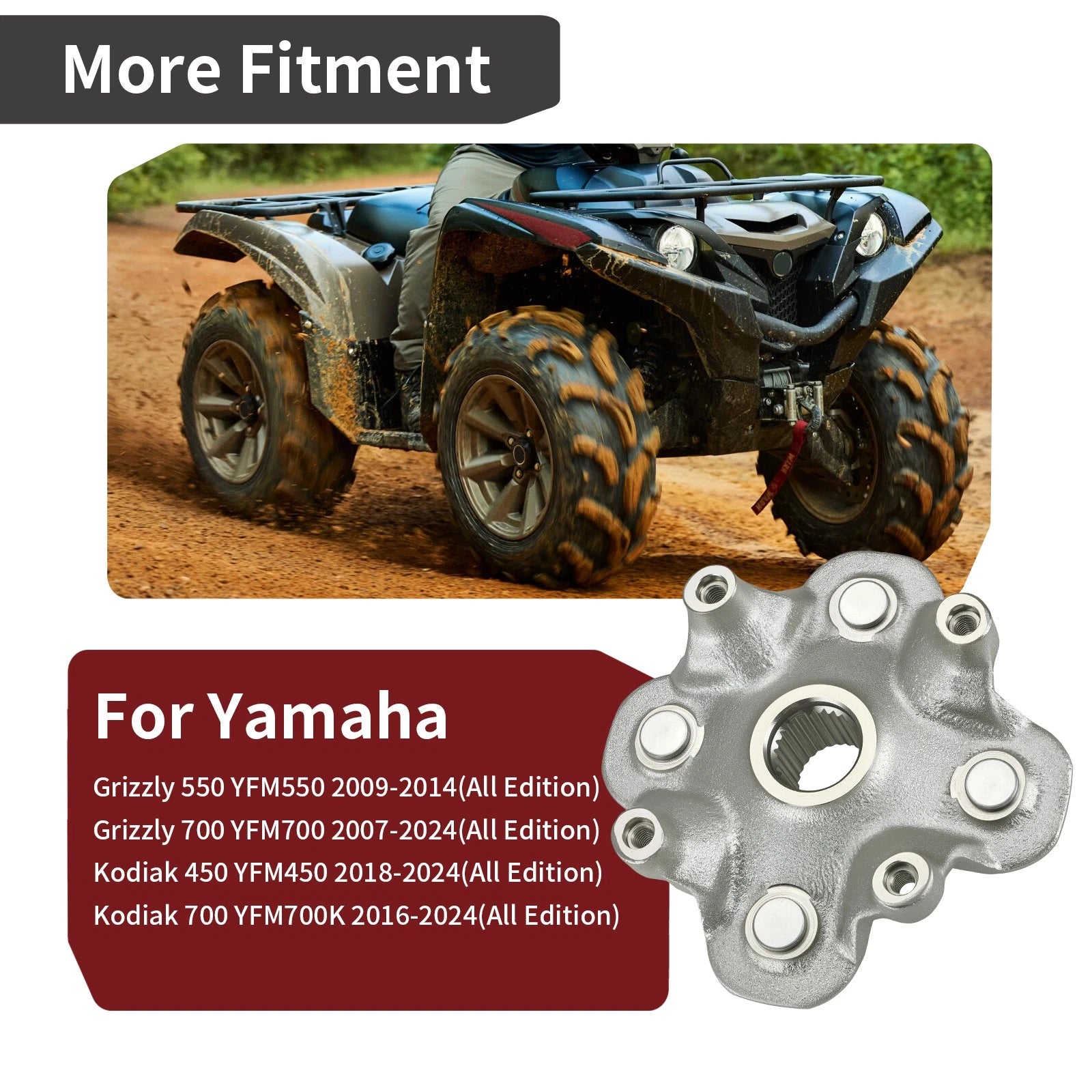 Wheel Hub B16-F510D-02-00 for Yamaha Grizzly 550 (2009–2014), Grizzly 700 (2007–2024)