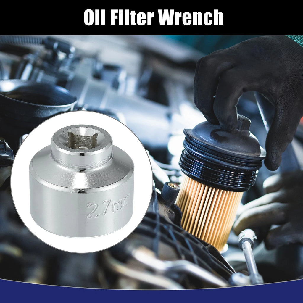 Low Profile Oil Filter Wrench 27mm Cap Socket for Mercedes-Benz (2000–2025)