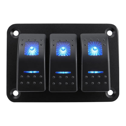 Rocker Switches with Illuminated Blue Indicators for Marine and Automotive