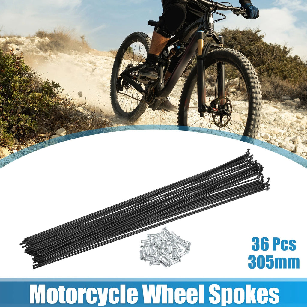 36 Pack J Bend Bicycle Steel Spokes 305mm with Nipples for 14G (12.01")