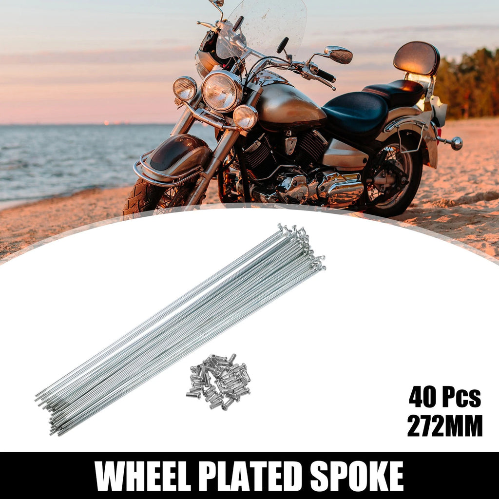 Bicycle Spokes Kit Galvanized 13G 272mm with Nipples for Most Bikes