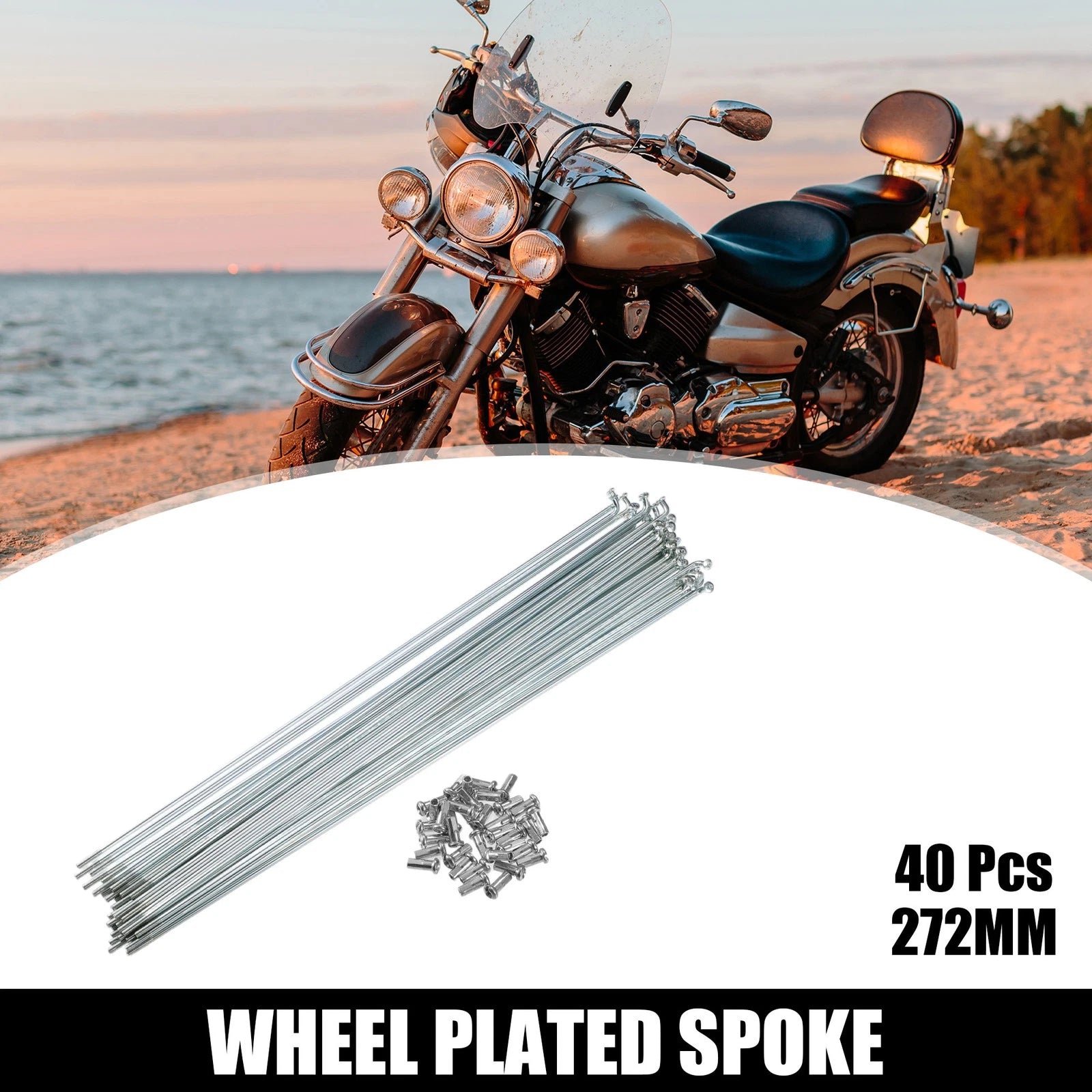 Bicycle Spokes Kit Galvanized 13G 272mm with Nipples for Most Bikes
