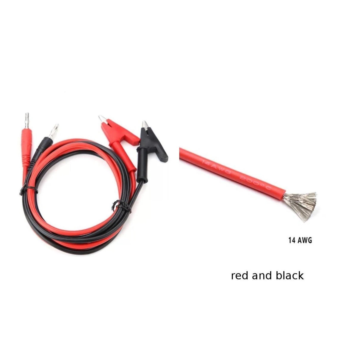 1 Meter Heavy Duty Silicone Wire Test Leads with Right Angle Banana Clips