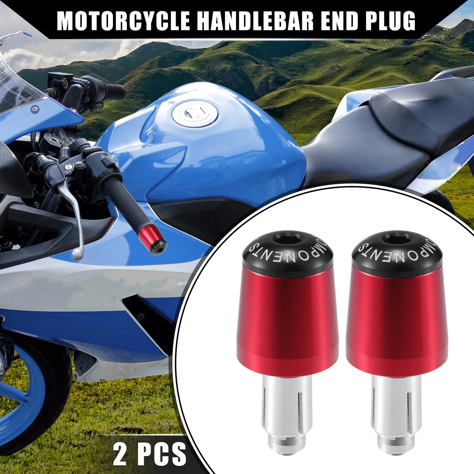 Handlebar End Plugs 2 Pcs Replacement for Honda 7/8 22mm (Red) (2000–2000)