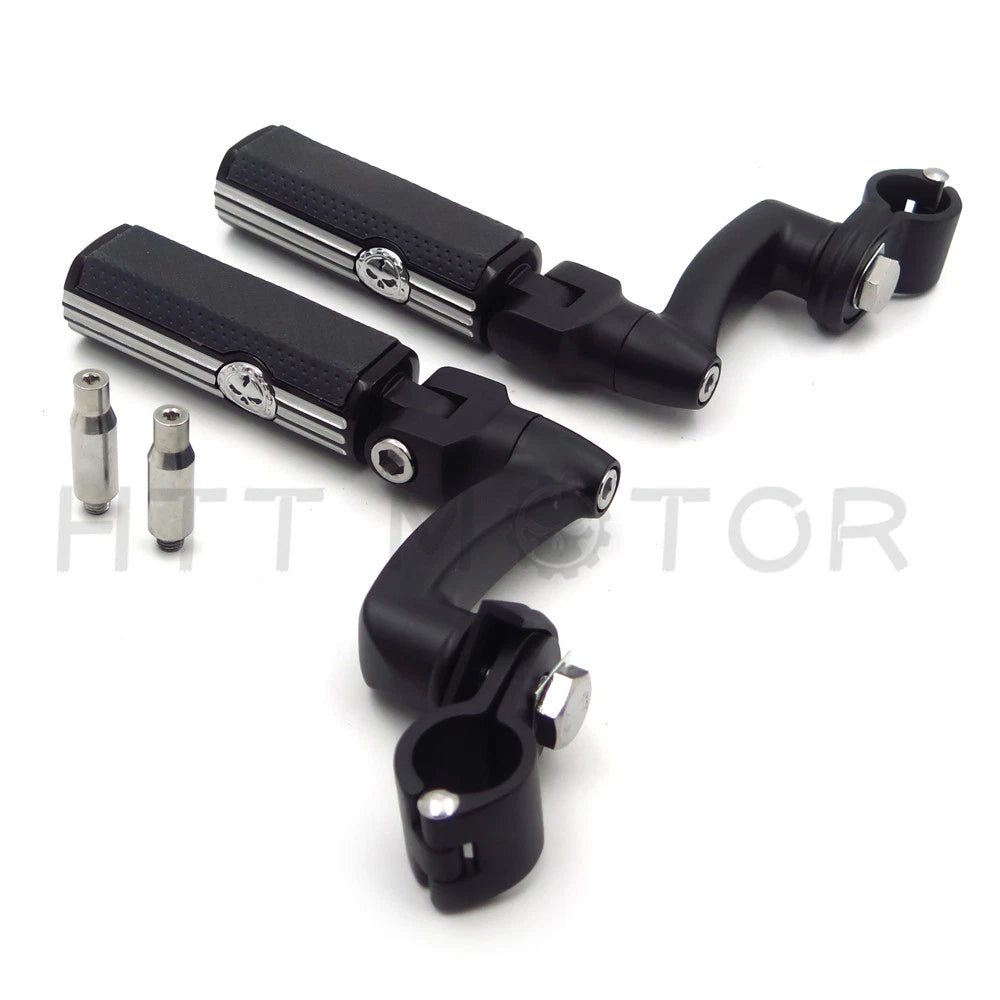 Gear Skull Arched Footpeg Mounting Kit for Motorcycle (Chrome Black)