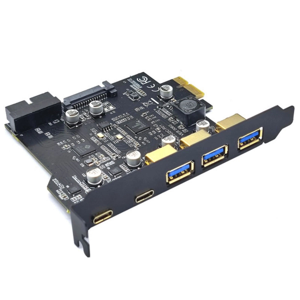 USB 3.2 Gen1 PCI-Express Expansion Card for PC (5 Port, 2 Type-C, 3 USB-A)