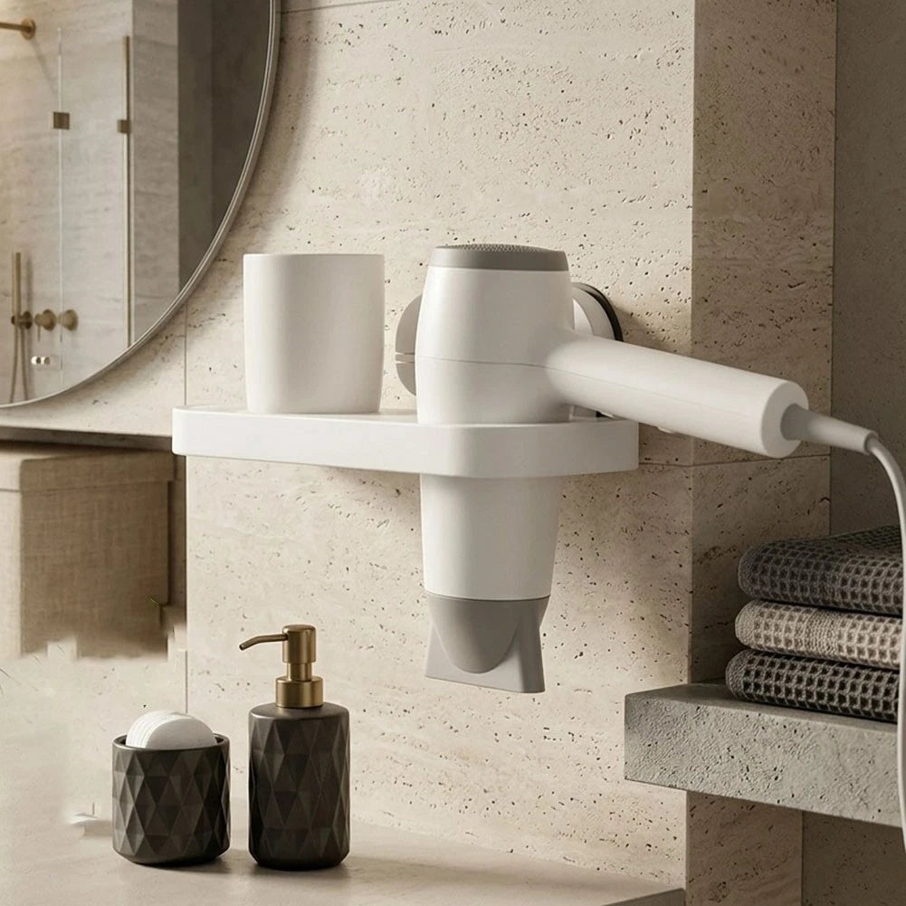 Organized Hair Dryer Storage with Toothbrush Cup (19.5 cm Width)