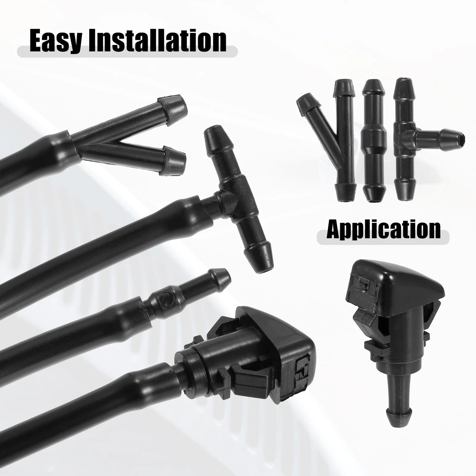 Set of 2 Front Windshield Washer Nozzle Kit for Dodge RAM (with 2M Hose)