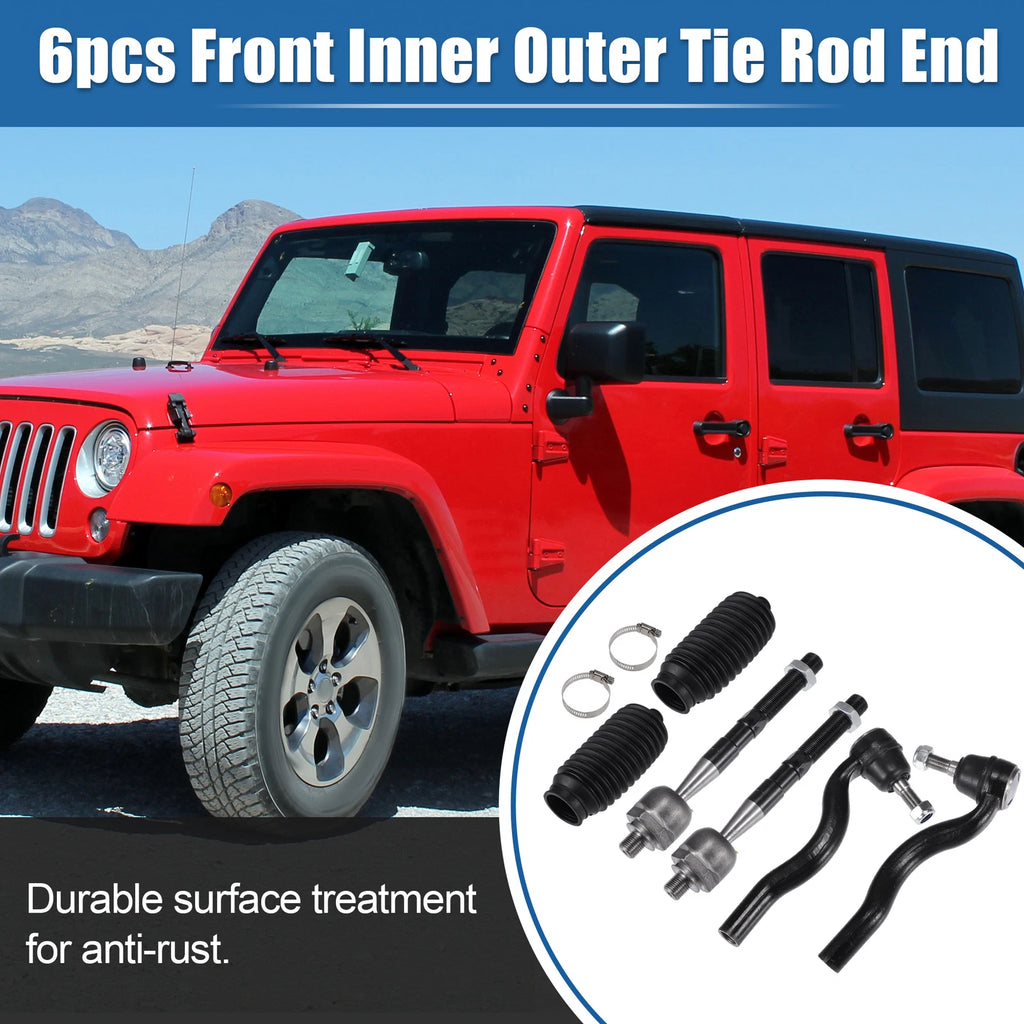 Set of 6 Front Inner Outer Tie Rod End Links for Dodge Durango (2011–2015)