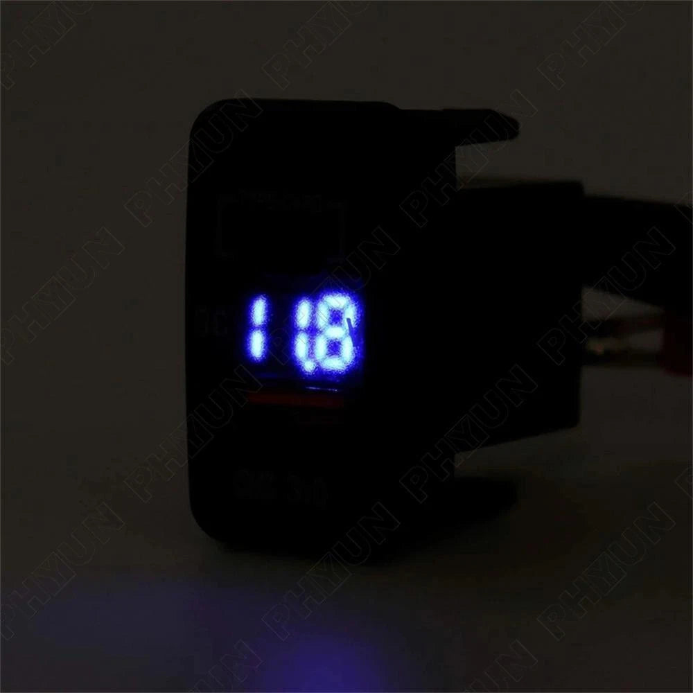 Type C USB Charger Adapter Socket Voltmeter for Toyota Hilux Hiace Prado (2000–2023)