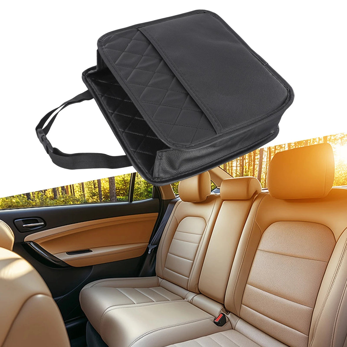 Backseat Organizer for Car (Waterproof, Black, 25x8x25cm)