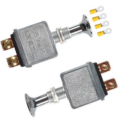 2X 75 Amp Push Pull Switch SPST 2 Position Chrome Knob for Automotive