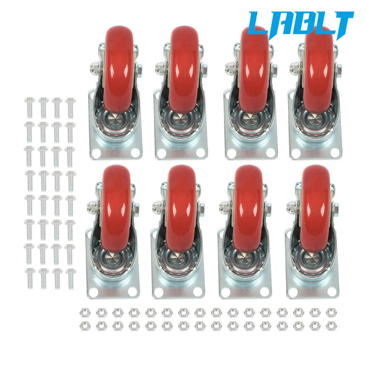 8X 4-Inch Red Disc Hub Casters for (360-Degree Swivel)