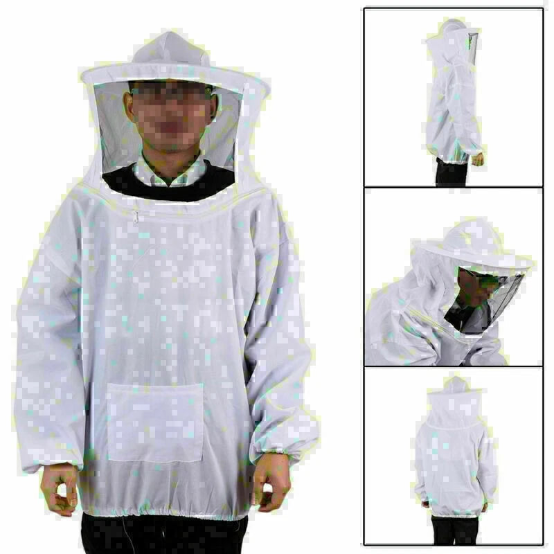 Beekeeping Beekeeper Jacket With Net Protective Veil Smock Coat Suit White z