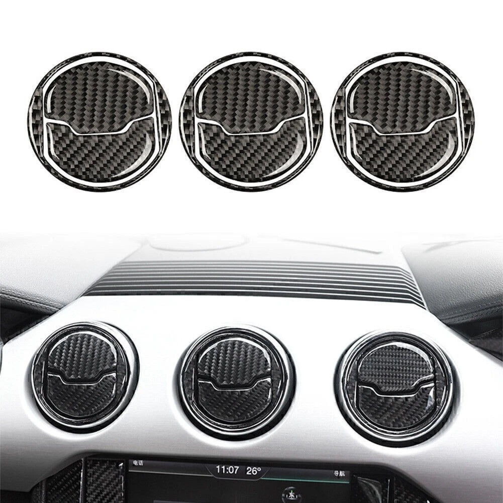 Carbon Fiber Interior Air Vent Outlet Frame Trim for Ford Mustang (2015–2019)