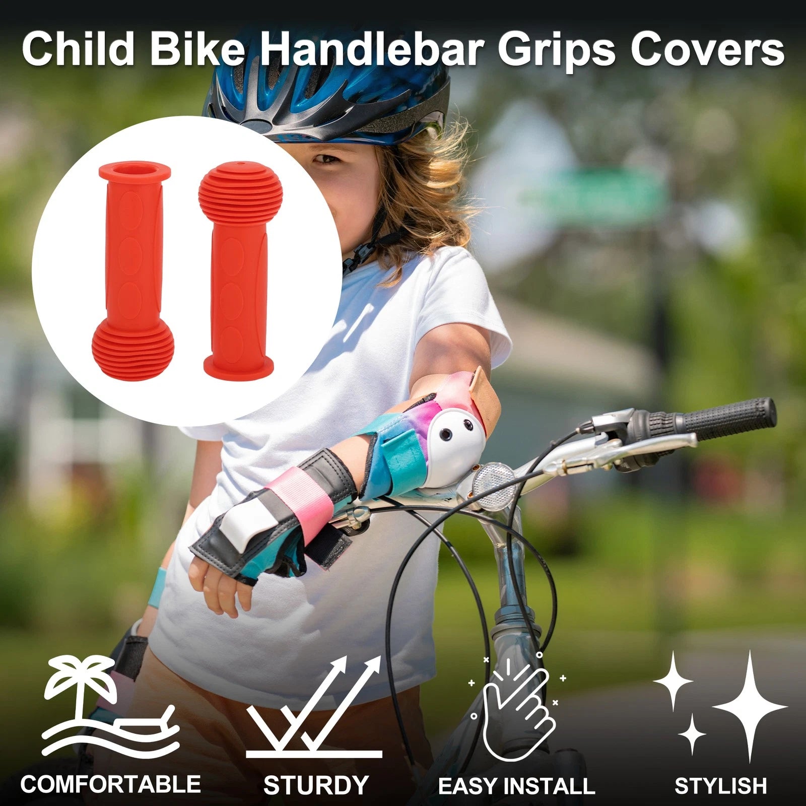 Child Bike Handlebar Grip Cover 110mm Soft MTB End Grips Protector Set (1 Pair)