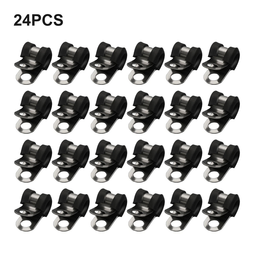 24Pcs Rubber Lined Brake Pipe Tube Clips for