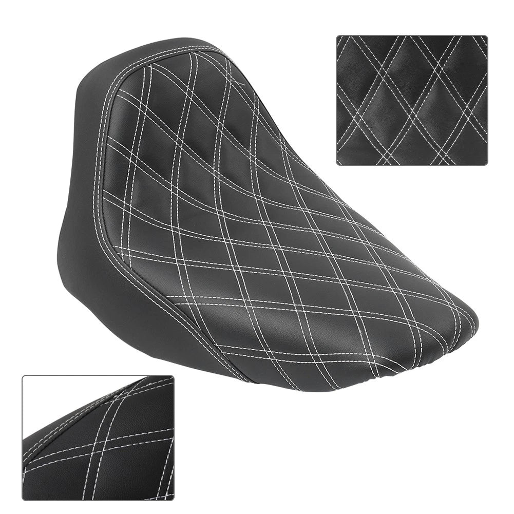 Rider Driver Seat Cushion White Line For Harley Heritage Softail FLSTC 2006-2017