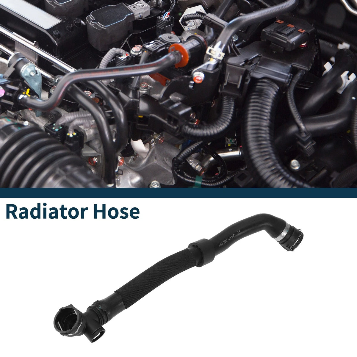 Radiator Hose for Volkswagen Eos 2.0L (2009–2016) Replacement Rubber Black