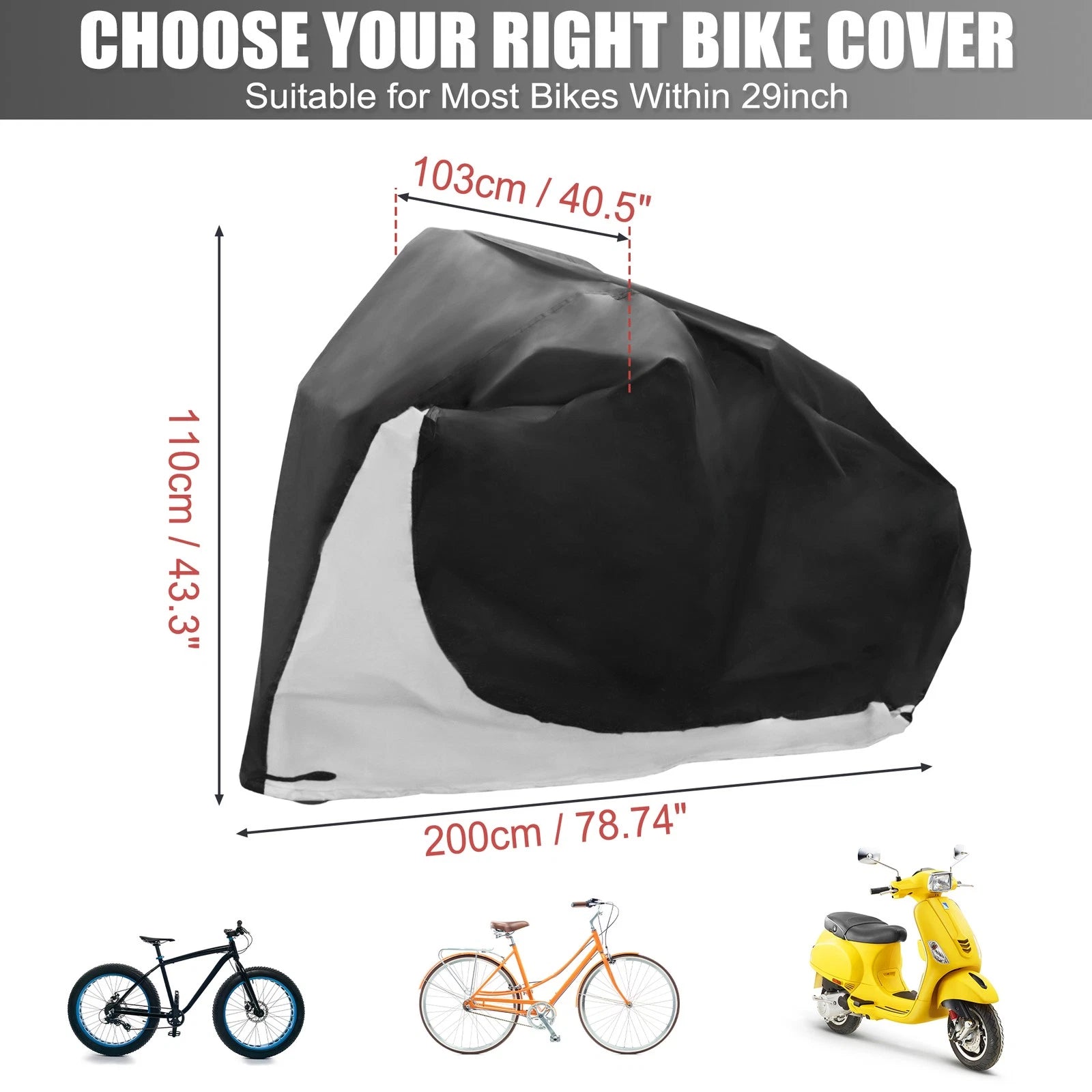 Waterproof Bicycle Cover XL Protector for 2 Bikes for Road Bike (Silver)