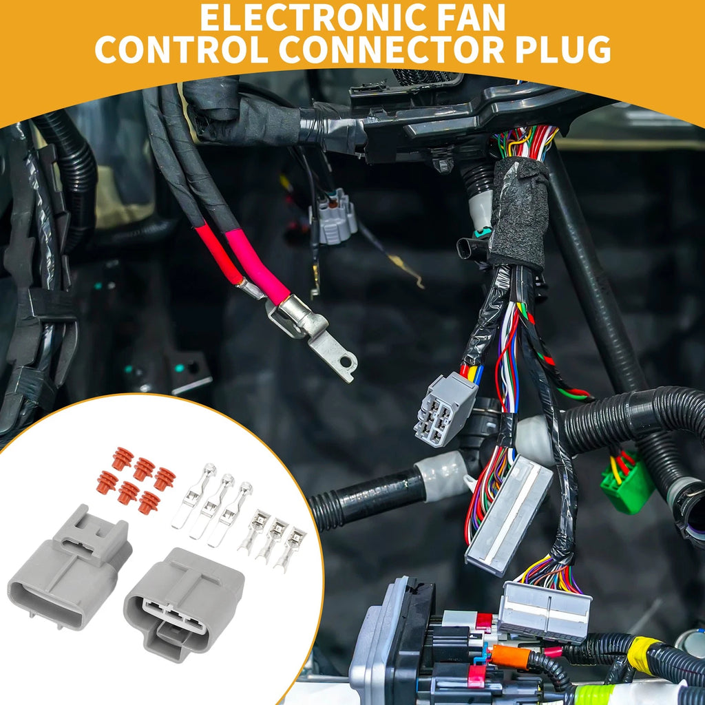 3 Pin Electronic Fan Control Connector Plug for Toyota (1 Set) Plastic Gray