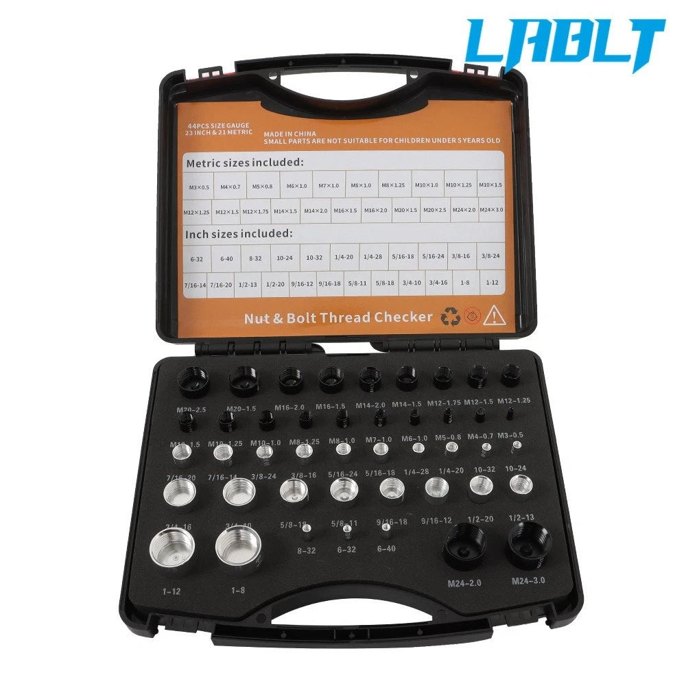 44 PCS Nut and Bolt Thread Gauges Set for Metric and Inch Sizes