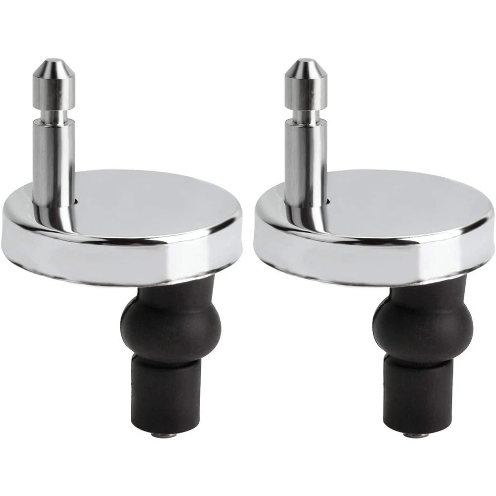 2X Heavy Duty Toilet Seat Hinges Black & Silver Quick Release