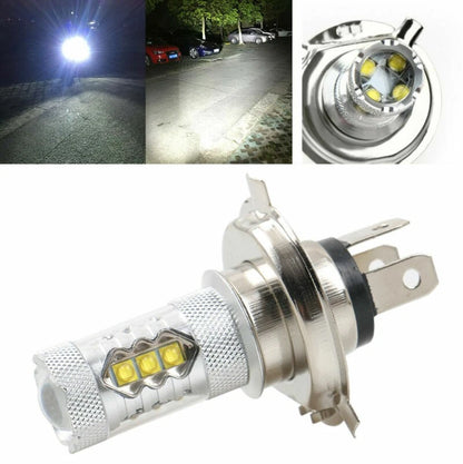 H4 80W COB Bulb Headlight for Motorcycle Dirt Bike (Hi/Lo Beam, 6000K)