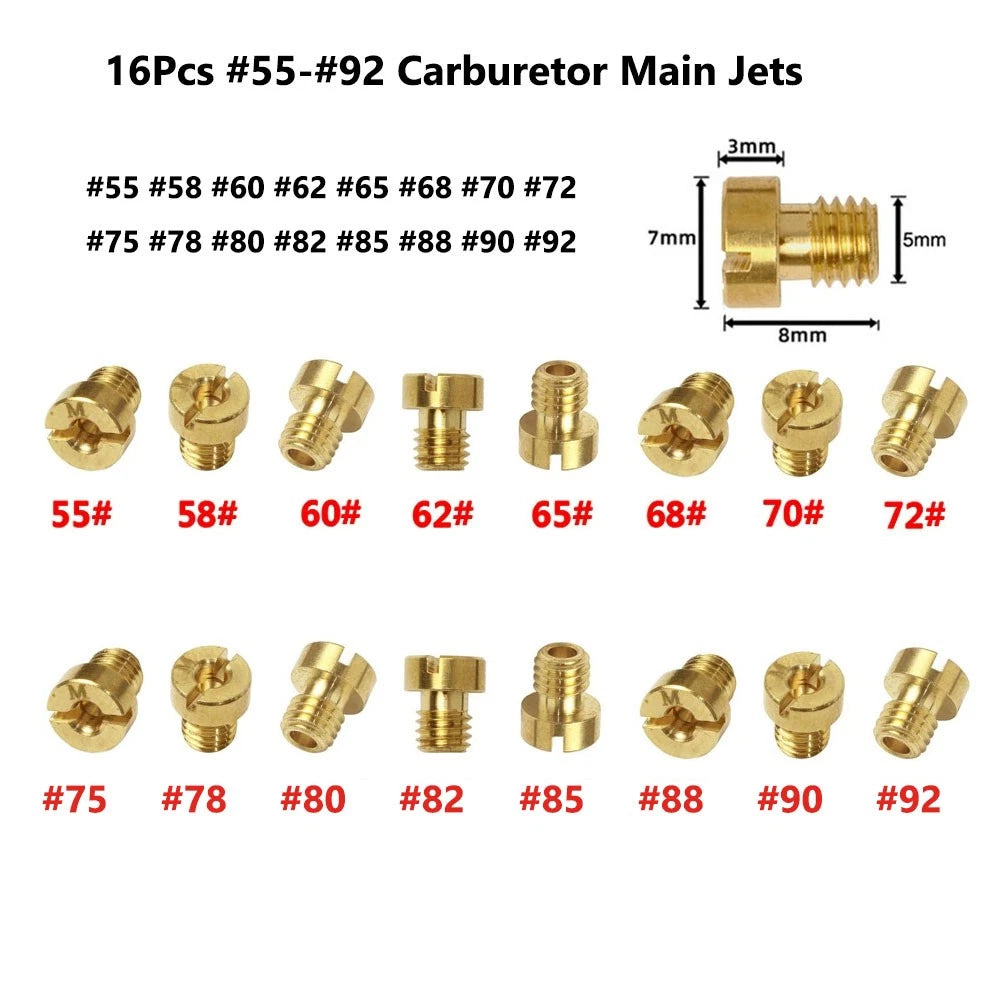 16PCS Carburetor Main Jet for Dellorto PHBG SHA (#55 - #92)
