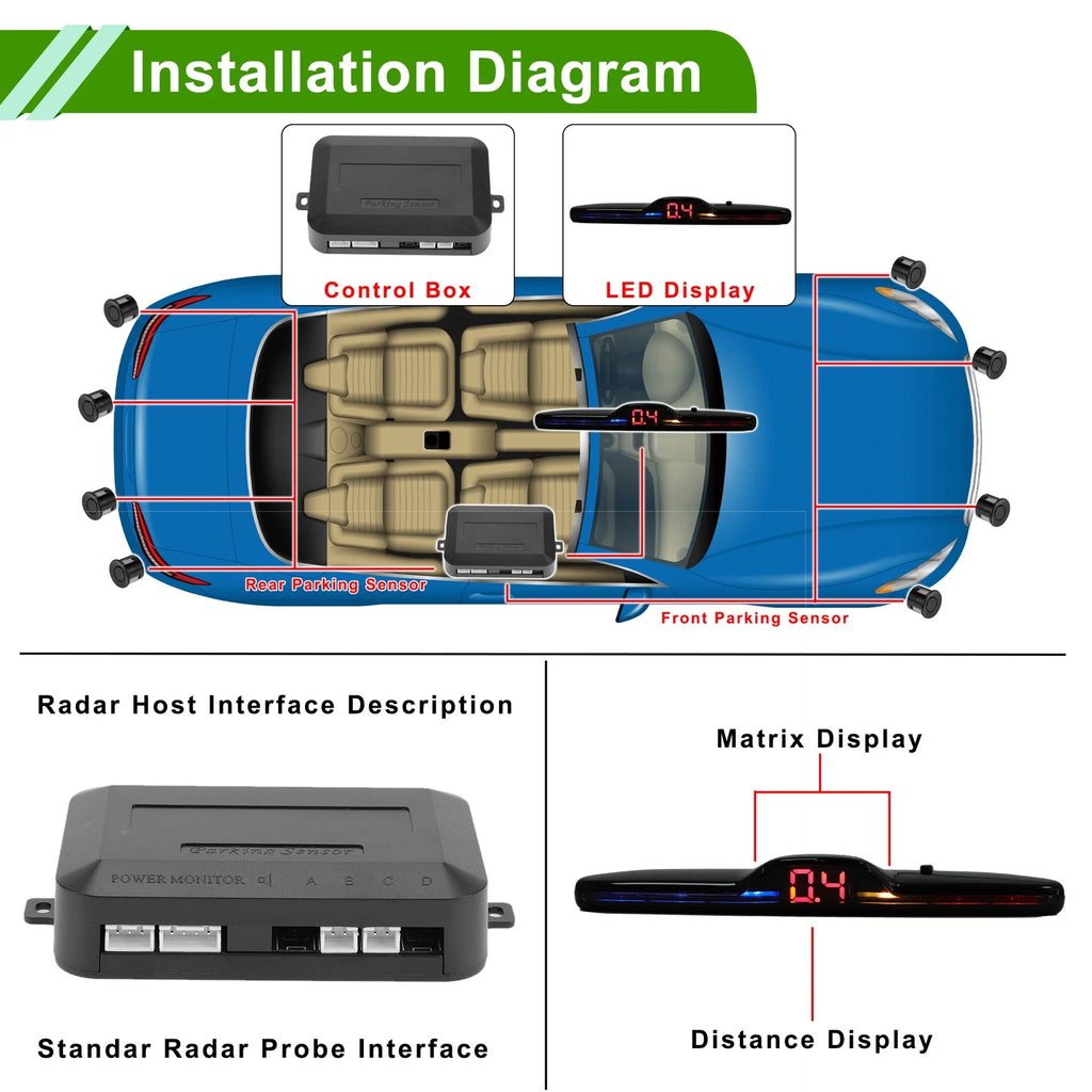 2X Parking Sensors for Car Auto Vehicle Reverse Backup Radar System