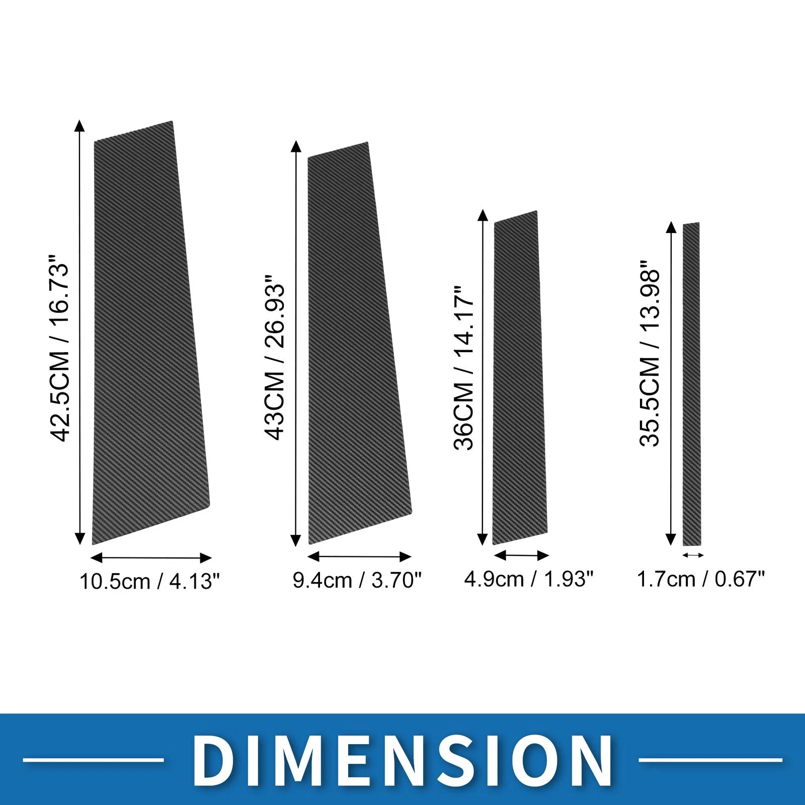 8 Pcs Door Pillar Window Trim Replacement for Toyota Highlander (2014–2019)