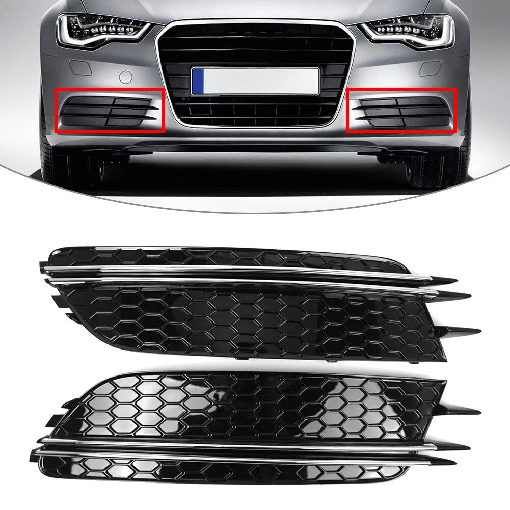 Honeycomb Front Bumper Fog Light Grille for Audi A6 C7 (2012–2015) Pair