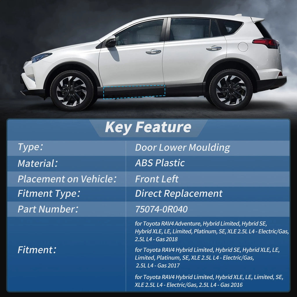 Rear Left Door Lower Trim Garnish Replacement for Toyota RAV4 (2016–2018)