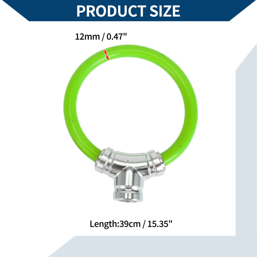 1 Pc Portable Anti-Theft Bicycle Lock Cable Ring Green