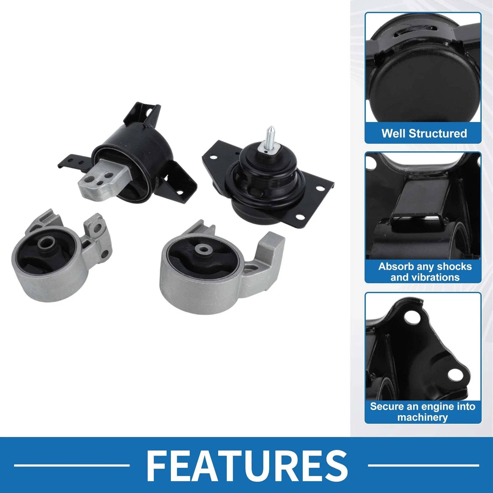 Engine Motor Trans Mount Set Replacement for Hyundai Accent (2006–2010)