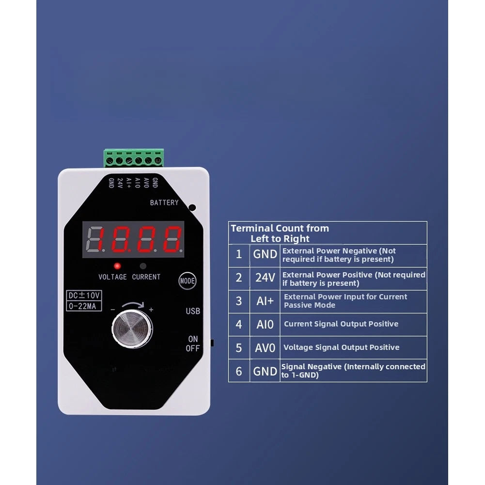 Signal Generator with Dual Display for Voltage and Current Output Readings