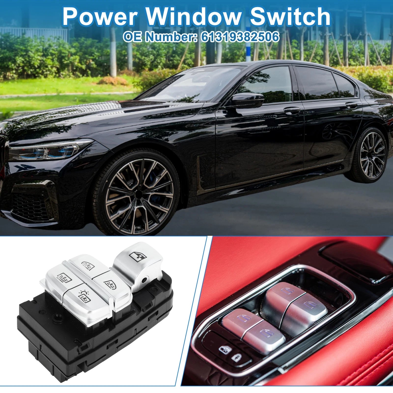 Power Window Switch Front Left Right Side for BMW 740i 750i (2010–2018)