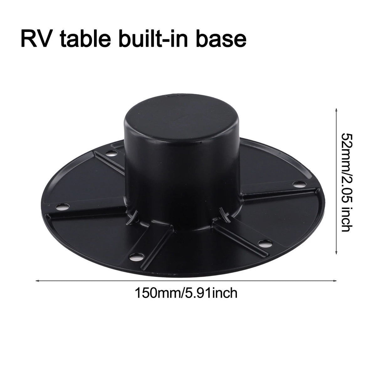 Black Aluminum RV Table Leg Base Round Flush Mount for RV Tables